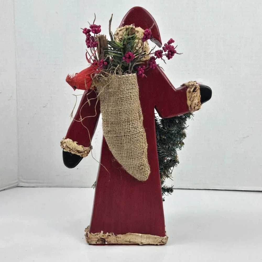 Vtg Hand Carved Painted Old World Santa Claus Woodsman Figurine 12